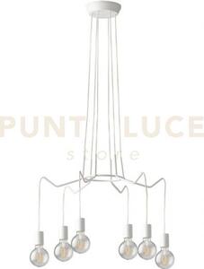 Lampadario a sospensione habitat bianca 6 luci attacco e27 66x120cm