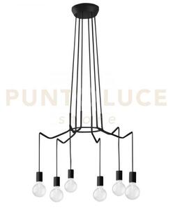 Lampadario a sospensione habitat nera 6 luci attacco e27 66x120cm i