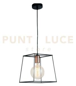 Lampadario a sospensione harlem nera e rame 1 luce attacco e27 25 2