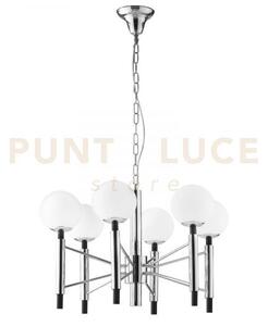 Lampadario a sospensione hammond cromo e nera 6 luci attacco e14 70