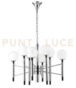 Lampadario a sospensione hammond cromo e nera 8 luci attacco e14 83