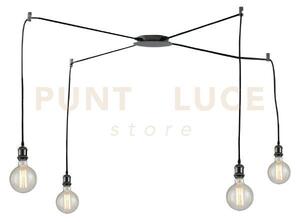Lampadario a sospensione groove nera 4 luci attacco e27 250cm cavi 