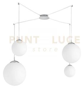 Lampadario a sospensione city sfera bianca 4 luci attacco e27 250cm