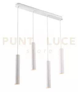Lampadario a sospensione fluke tonda bianca 4 luci attacco gu10 68x