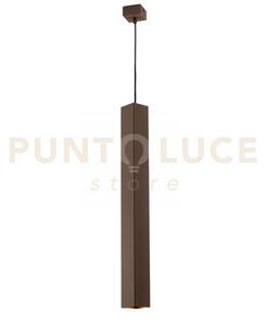 Lampadario a sospensione fluke quadrata corten 1 luce attacco gu10 