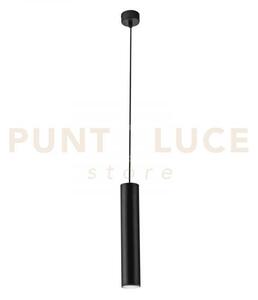 Lampadario a sospensione fluke tonda nera 1 luce attacco gu10 5,5x5