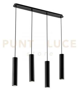 Lampadario a sospensione fluke tonda nera 4 luci attacco gu10 68x7x