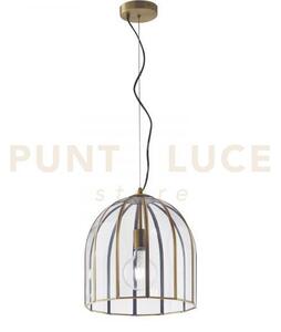 Lampadario a sospensione chester vetro trasparente e metallo ottone