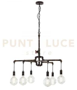 Lampadario a sospensione amarcord ruggine 6 luci attacco e27 71x146cm