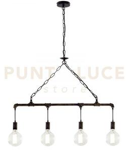 Lampadario a sospensione amarcord ruggine 4 luci attacco e27 86x110cm