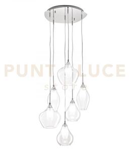 Lampadario a sospensione skyline doppio vetro trasparente e bianco 