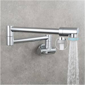 Rubinetto da cucina in ottone - Rubinetto a parete pieghevole - Per riempire l'acqua - Rotazione a 360 gradi - Modello allungato - Cromato