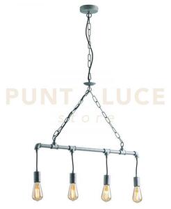 Lampadario a sospensione amarcord zincata 4 luci attacco e27 86x110cm