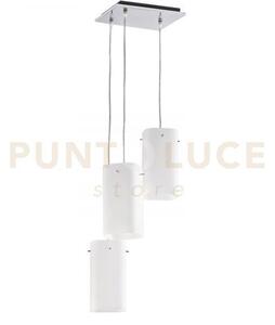 Lampadario a sospensione square bianca 3 luci attacco e27 25x25x23c