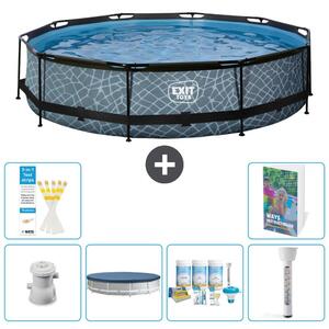 Piscina fuori terra - Design effetto pietra - 360x76 cm - 5 pezzi - Modello S226