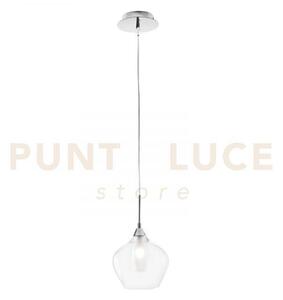 Lampadario a sospensione skyline doppio vetro trasparente e bianco 