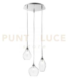 Lampadario a sospensione skyline doppio vetro trasparente e bianco 