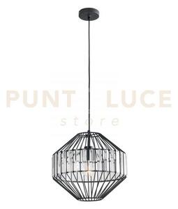 Lampadario a sospensione opium nera e trasparente 1 luce attacco e2