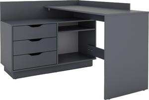 ByLIVING Scrivania angolare BELFAST / Montabile a destra o a sinistra / 3 cassetti / Antracite / Scrivania da ufficio / Scrivania angolare / Scrivania / L 129, A 83,5, P 105 cm