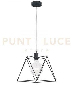 Lampadario a sospensione santana poligonale nera 1 luce attacco e27