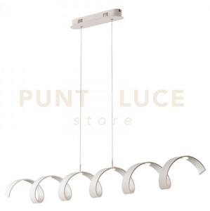 Lampadario a sospensione spirale led helix bianca e argento 30w 252