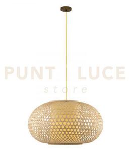 Lampadario a sospensione zen in bambu' e diffusore in termoplastic