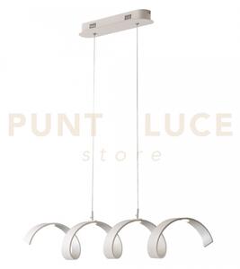 Lampadario a sospensione spirale led helix bianca e argento 20w 168