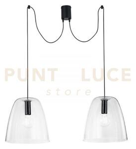 Lampadario a sospensione ares trasparente 2 luci attacco e27 2x250c