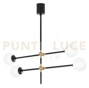 Lampadario a sospensione antitesi nera e oro 4 luci attacco e14 105