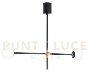Lampadario a sospensione antitesi nera e oro 2 luci attacco e14 91x