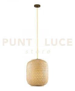 Lampadario a sospensione zen in bambu' e diffusore in termoplastic