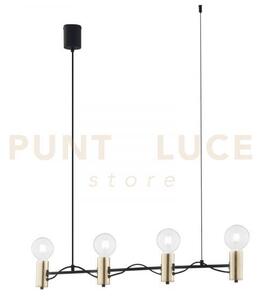 Lampadario a sospensione axon nera e oro 4 luci attacco e27 92x7,5x