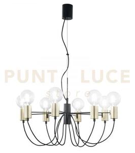 Lampadario a sospensione axon nera e oro 8 luci attacco e27 66x7,5x