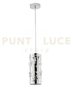 Lampadario a sospensione butterfly cromo 1 luce attacco e27 10x10x1
