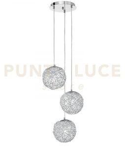 Lampadario a sospensione astra cromo 3 luci attacco e27 40x120cm al