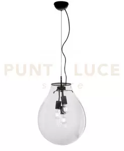 Lampadario a sospensione azuma trasparente 3 luci attacco e27 38x17