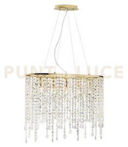 Lampadario a sospensione breeze oro e cristalli k9 5 luci attacco 