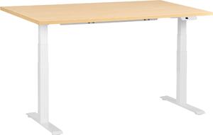 BELIANI Scrivania regolabile in altezza piano marrone chiaro struttura in acciaio bianco 160 x 72 cm regolazione elettrica in altezza ufficio moderno
