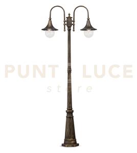Cima palo da giardino ip43 2 luci attacco e27 alluminio nero h.216cm
