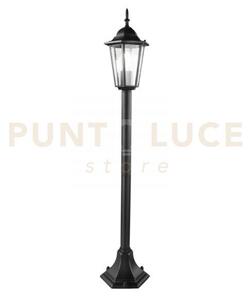 Paletto milano nero 1 luce attacco e27 ip44 17x105cm alluminio e vetro