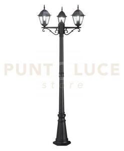 Palo grande roma nero 3 luci attacco e27 ip44 70x206cm
