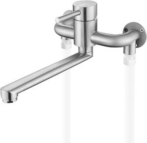 Rubinetto da cucina a parete - Montaggio a parete - Pratico da usare - Bocchetta girevole - Distanza tra i fori di fissaggio: 15 cm - Grigio opaco