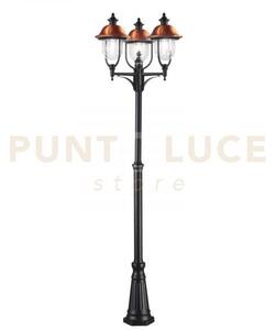 Palo venezia nero e rame 3 luci attacco e27 ip44 65x230cm
