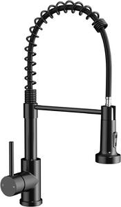 Rubinetto da cucina nero - Miscelatore per lavello da cucina - Pulizia e risciacquo - Estensibile, rotazione a 360° - Portata estesa di 45 cm - Finitura nera opaca