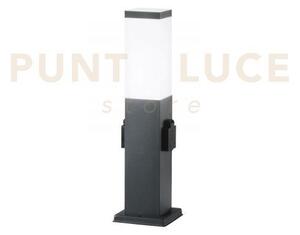 Paletto station antracite 1 luce attacco e27 con 2 schuko 2500w 12x