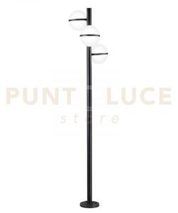 Palo orbit nero 3 luci attacco e27 ip44 44,5x202,5cm base in alluminio