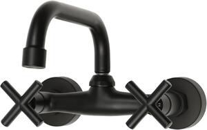 Rubinetto da cucina con montaggio a parete - Rubinetto per cucina - Ideale per cucinare e lavare - Girevole a 360 gradi - Bocchetta da 22,5 cm - Colore nero