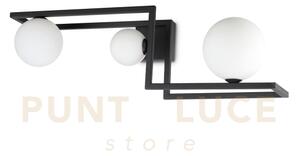 Angolo lampada da soffitto nera diffusore bianco opaco 3 luci attac