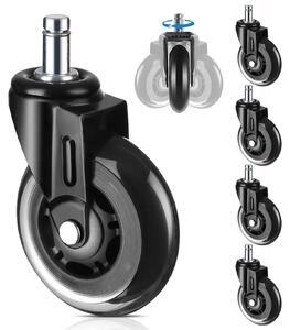 Ruote per sedie da ufficio, set di 5, dimensioni 11 x 22 mm, resistenti ai graffi e con scorrimento silenzioso