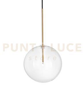 Equinoxe sospensione in vetro trasparente e ottone antico 1 luce at